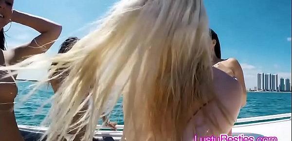 Drilling bikini teen pussies on a boat